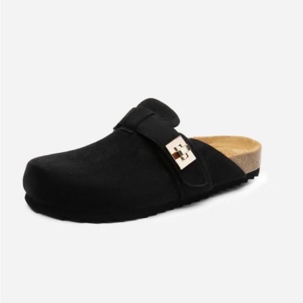 Dream Pairs Black Suede Clogs Size 8 Arch Support Cork Footbed NEW